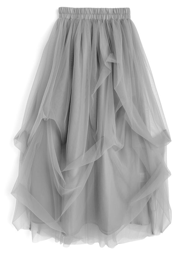 Random Tuck Tulle Long Skirt 不規則打褶薄紗長裙 [dk1550] 6