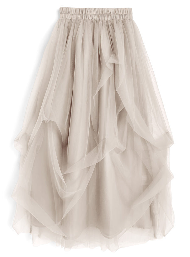 Random Tuck Tulle Long Skirt 不規則打褶薄紗長裙 [dk1550] 8