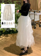 Random Tuck Tulle Long Skirt 不規則打褶薄紗長裙 [dk1550] 1