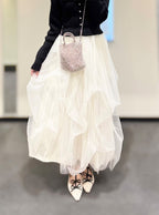 Random Tuck Tulle Long Skirt 不規則打褶薄紗長裙 [dk1550] 3