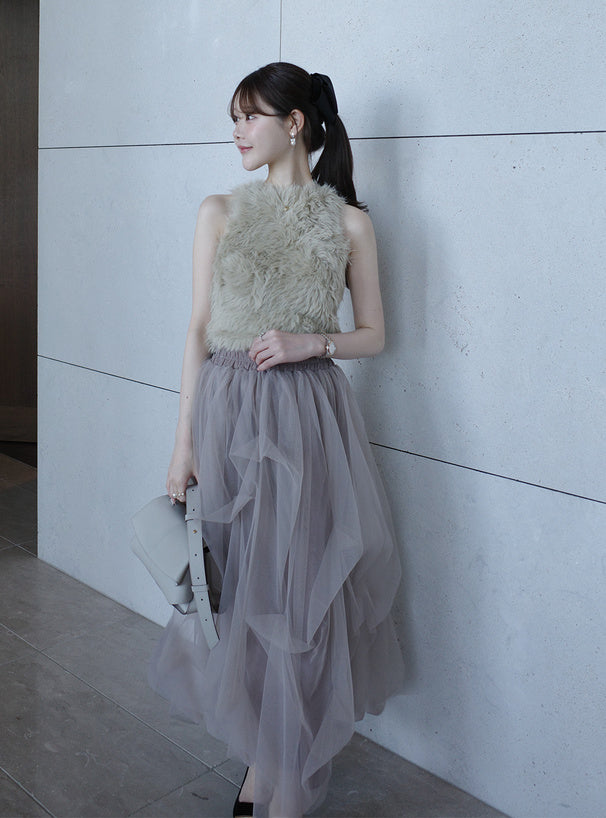 Random Tuck Tulle Long Skirt 不規則打褶薄紗長裙 [dk1550] 10