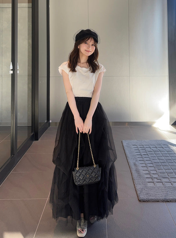 Random Tuck Tulle Long Skirt 不規則打褶薄紗長裙 [dk1550] 14