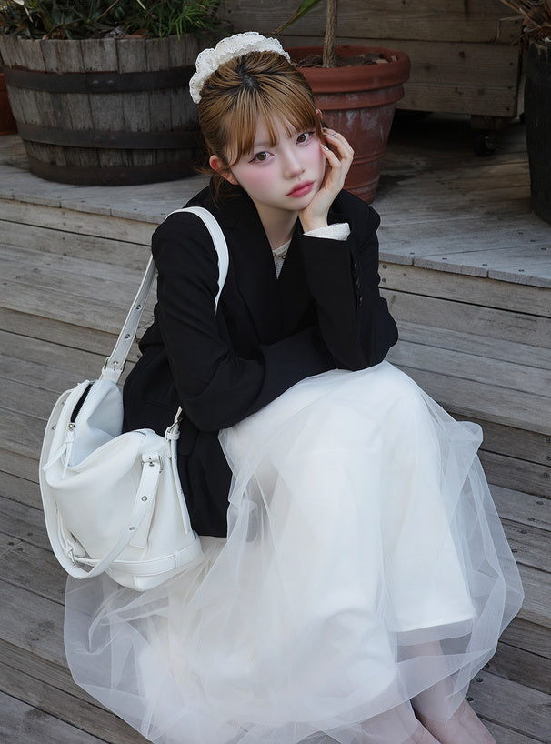 Random Tuck Tulle Long Skirt 不規則打褶薄紗長裙 [dk1550] 15