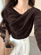 GRL dk1551 velour drape neck top 絲絨垂墜領上衣 1