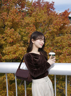GRL dk1551 velour drape neck top 絲絨垂墜領上衣 3