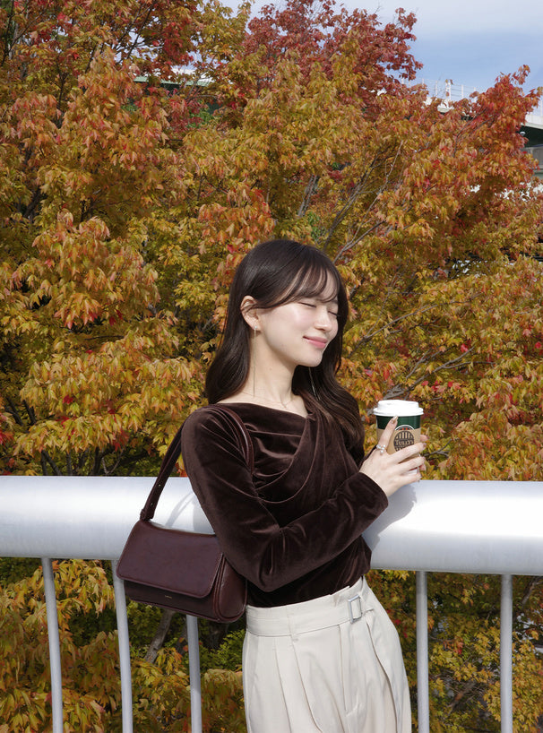 GRL dk1551 velour drape neck top 絲絨垂墜領上衣 3