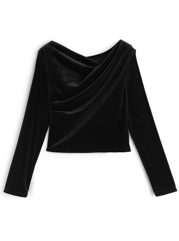 GRL dk1551 velour drape neck top 絲絨垂墜領上衣 4