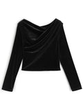 GRL dk1551 velour drape neck top 絲絨垂墜領上衣 4