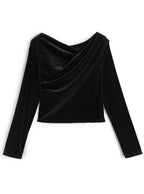 GRL dk1551 velour drape neck top 絲絨垂墜領上衣 4