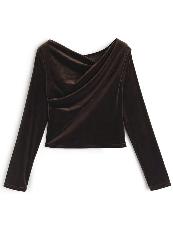GRL dk1551 velour drape neck top 絲絨垂墜領上衣 5