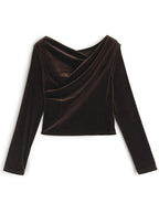 GRL dk1551 velour drape neck top 絲絨垂墜領上衣 5
