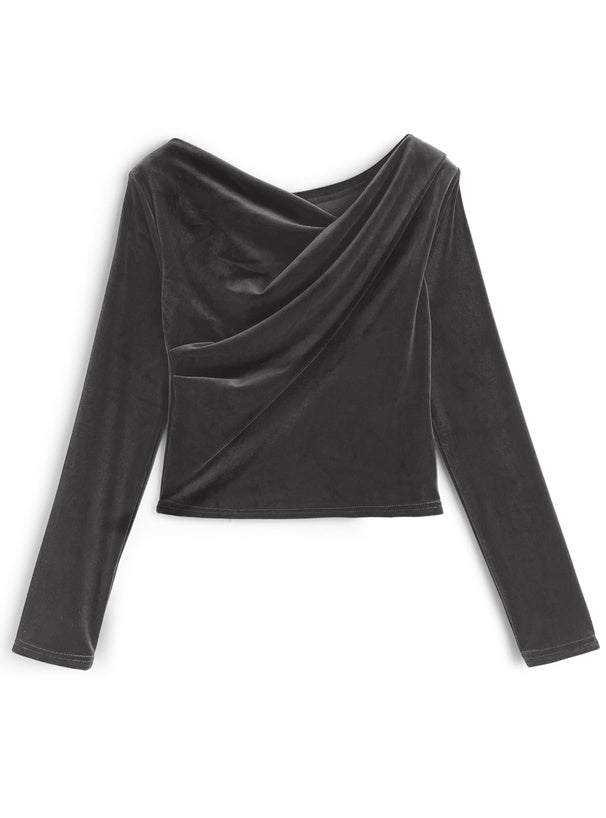 GRL dk1551 velour drape neck top 絲絨垂墜領上衣 6