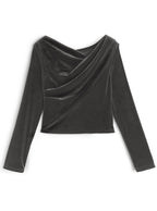 GRL dk1551 velour drape neck top 絲絨垂墜領上衣 6