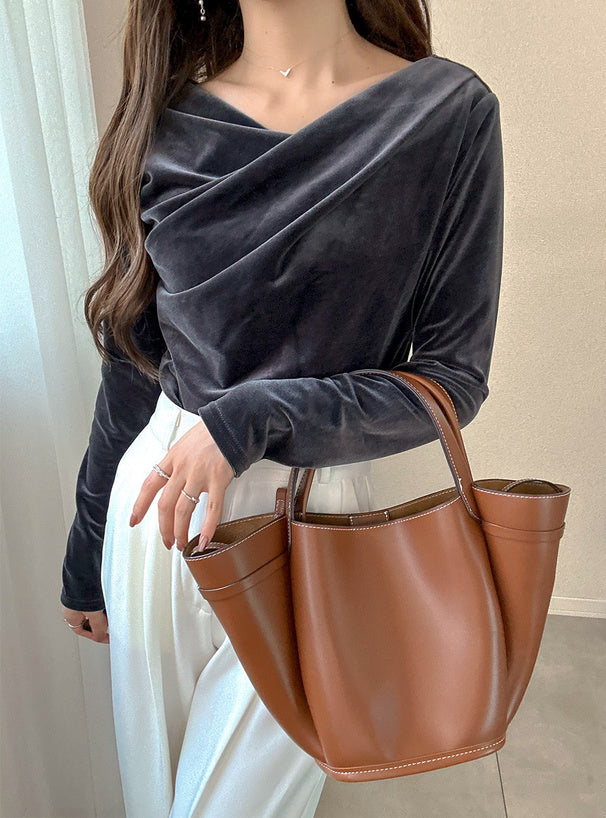 GRL dk1551 velour drape neck top 絲絨垂墜領上衣 7