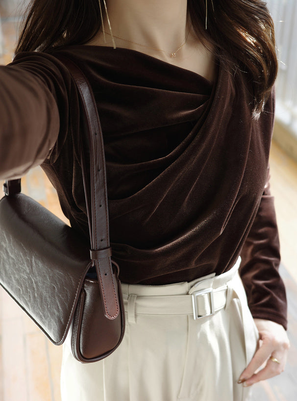 GRL dk1551 velour drape neck top 絲絨垂墜領上衣 10
