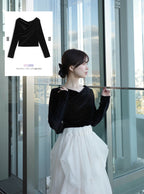 GRL dk1551 velour drape neck top 絲絨垂墜領上衣 11
