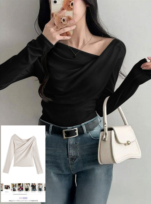 3-Way Draped Wrap Top 三穿式垂墜交疊上衣 dk1571 1