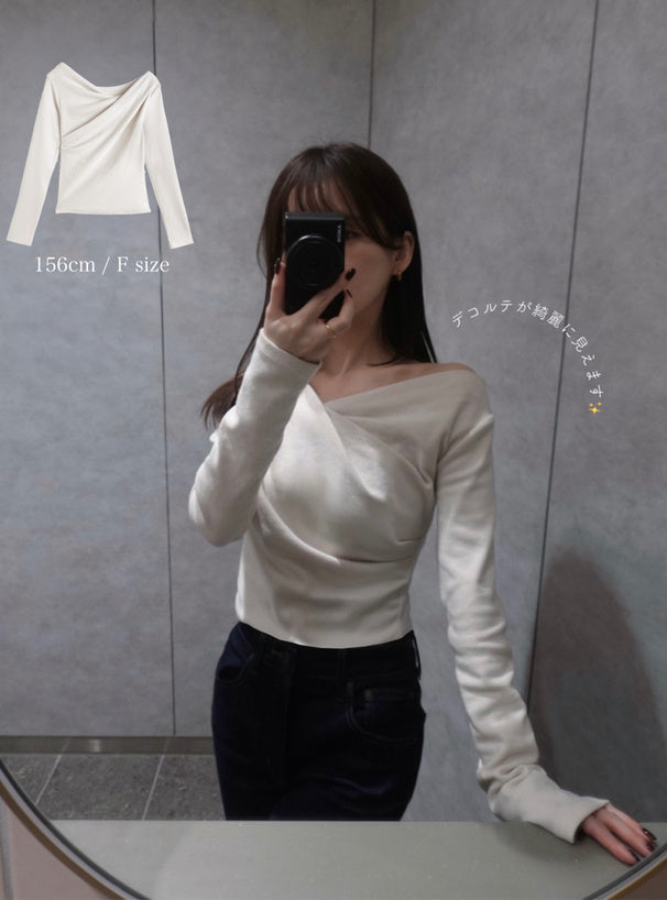 3-Way Draped Wrap Top 三穿式垂墜交疊上衣 dk1571 2