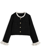 Glitter Tweed Ruffle Collarless Jacket 亮蔥粗花呢荷葉邊無領外套 [dk1772] 4
