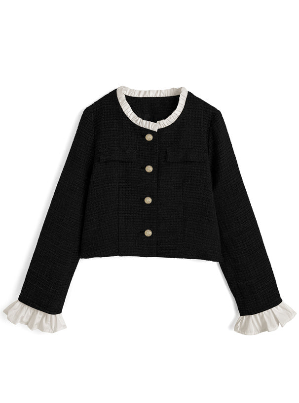 Glitter Tweed Ruffle Collarless Jacket 亮蔥粗花呢荷葉邊無領外套 [dk1772] 4