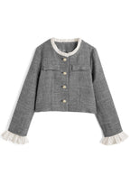 Glitter Tweed Ruffle Collarless Jacket 亮蔥粗花呢荷葉邊無領外套 [dk1772] 5