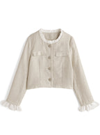 Glitter Tweed Ruffle Collarless Jacket 亮蔥粗花呢荷葉邊無領外套 [dk1772] 6