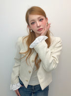 Glitter Tweed Ruffle Collarless Jacket 亮蔥粗花呢荷葉邊無領外套 [dk1772] 9
