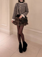 Glitter Tweed Ruffle Collarless Jacket 亮蔥粗花呢荷葉邊無領外套 [dk1772] 10