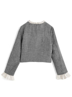 Glitter Tweed Ruffle Collarless Jacket 亮蔥粗花呢荷葉邊無領外套 [dk1772] 12