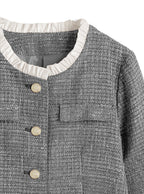 Glitter Tweed Ruffle Collarless Jacket 亮蔥粗花呢荷葉邊無領外套 [dk1772] 13