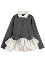 GRL dpk503 contrast ruffle layered knit top 拼色荷葉襬拼接針織上衣 1