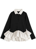 GRL dpk503 contrast ruffle layered knit top 拼色荷葉襬拼接針織上衣 2