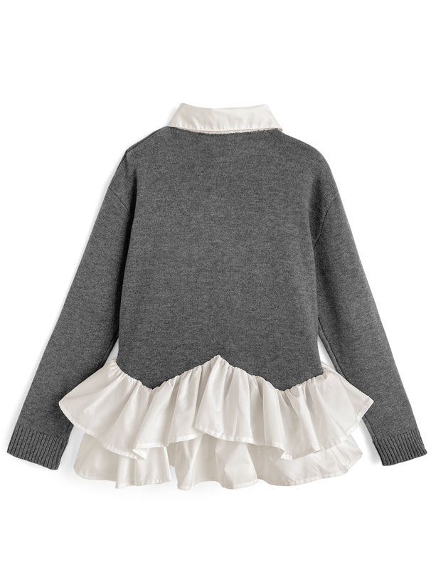 GRL dpk503 contrast ruffle layered knit top 拼色荷葉襬拼接針織上衣 3