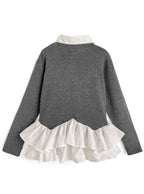GRL dpk503 contrast ruffle layered knit top 拼色荷葉襬拼接針織上衣 3
