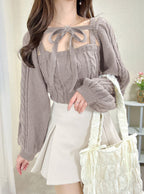 dr834 Ribbon Bolero & Cable-Knit Camisole Set 圖片 1