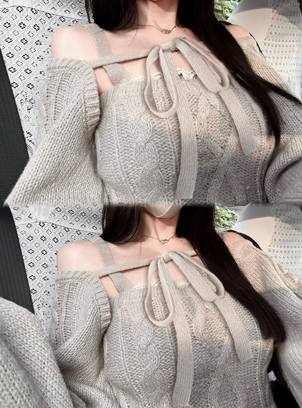 dr834 Ribbon Bolero & Cable-Knit Camisole Set 圖片 2