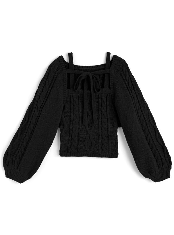 dr834 Ribbon Bolero & Cable-Knit Camisole Set 圖片 4