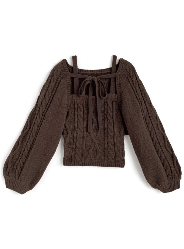 dr834 Ribbon Bolero & Cable-Knit Camisole Set 圖片 5