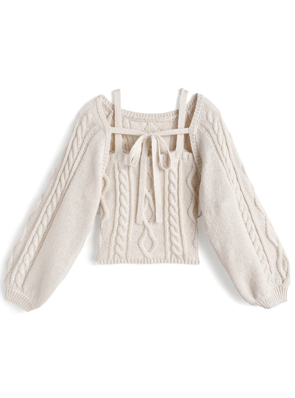 dr834 Ribbon Bolero & Cable-Knit Camisole Set 圖片 7