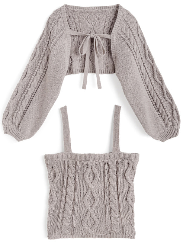 dr834 Ribbon Bolero & Cable-Knit Camisole Set 圖片 15