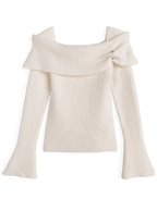 Pearl-Accent Off-Shoulder Knit Top 珍珠點綴露肩針織上衣 [fs43] 6