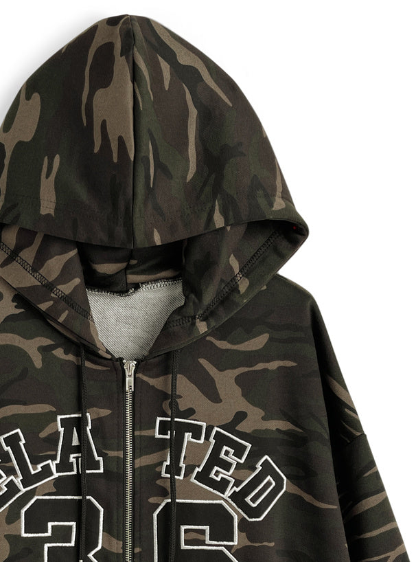 Camouflage double-zip sweatshirt hoodie 迷彩雙拉鏈衛衣連帽上衣