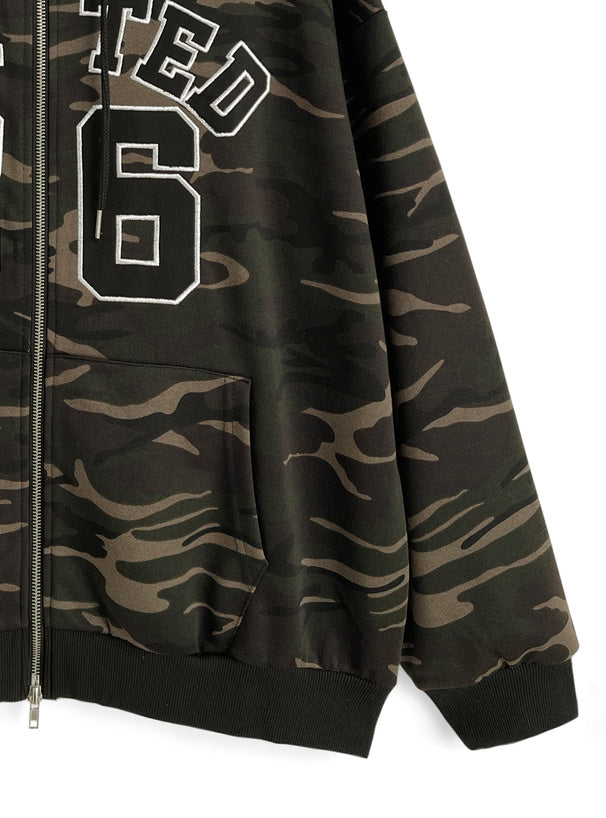 Camouflage double-zip sweatshirt hoodie 迷彩雙拉鏈衛衣連帽上衣