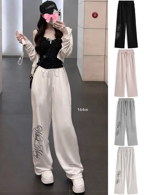 Logo Embroidery & Rhinestone Sweatpants 標誌刺繡水鑽休閒運動褲 [fu511] — 1