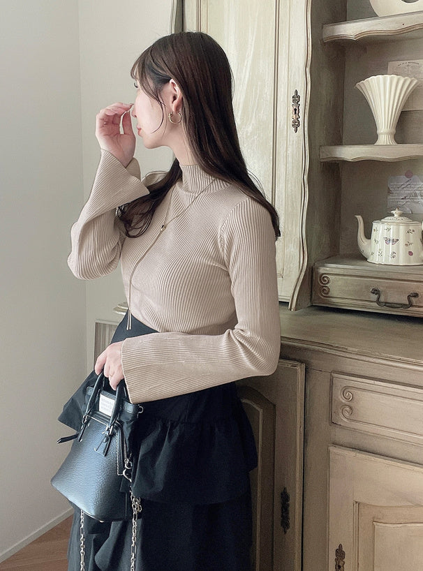 GRL k9086d High Neck Flare Sleeve Rib Knit Top 高領喇叭袖羅紋針織上衣 11
