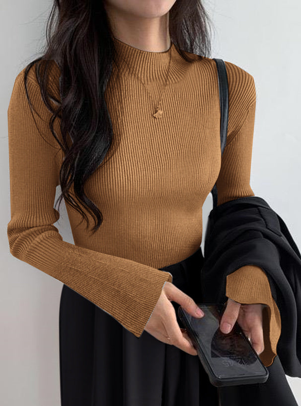 GRL k9086d High Neck Flare Sleeve Rib Knit Top 高領喇叭袖羅紋針織上衣 12