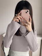 GRL k9086d High Neck Flare Sleeve Rib Knit Top 高領喇叭袖羅紋針織上衣 13