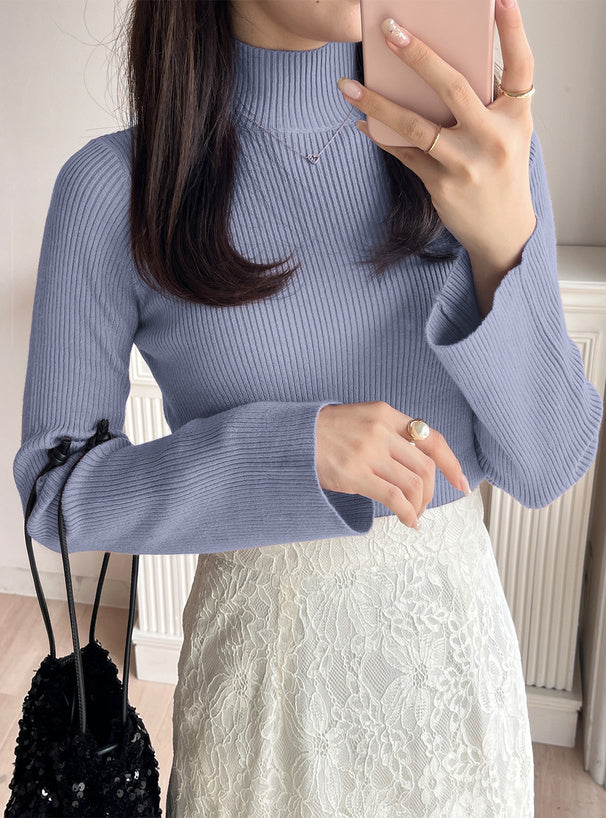 GRL k9086d High Neck Flare Sleeve Rib Knit Top 高領喇叭袖羅紋針織上衣 4