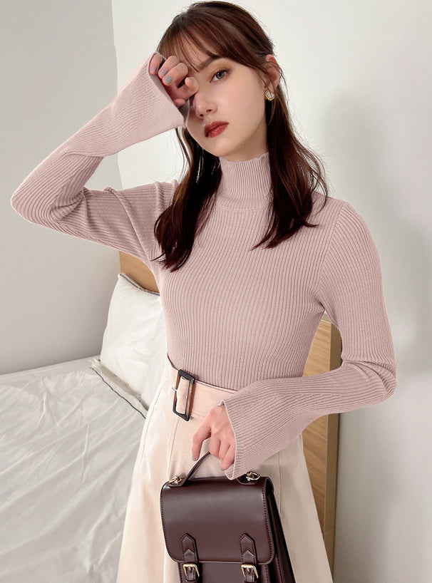 GRL k9086d High Neck Flare Sleeve Rib Knit Top 高領喇叭袖羅紋針織上衣 5