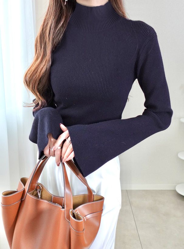 GRL k9086d High Neck Flare Sleeve Rib Knit Top 高領喇叭袖羅紋針織上衣 7
